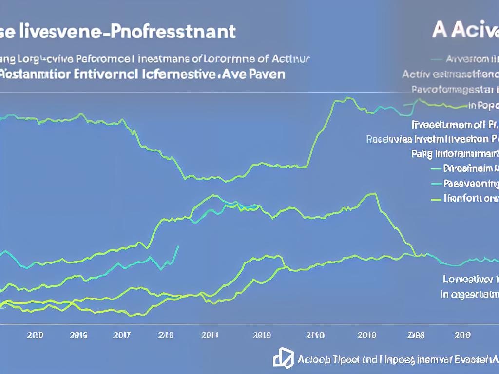A graph showing the long-term performance of passive investing compared to active investing